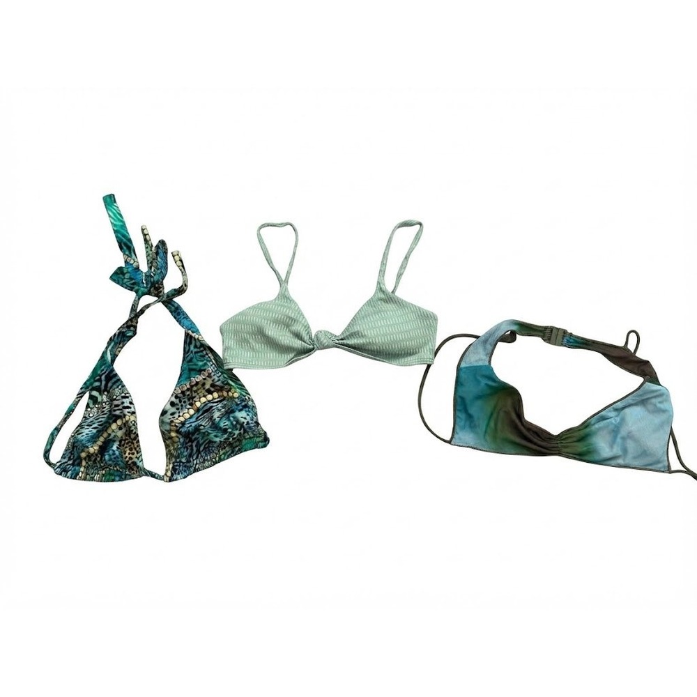 Y2K Poolside Bikini Top Bundle Womens Small Green Blue Multi Excellent 3pc